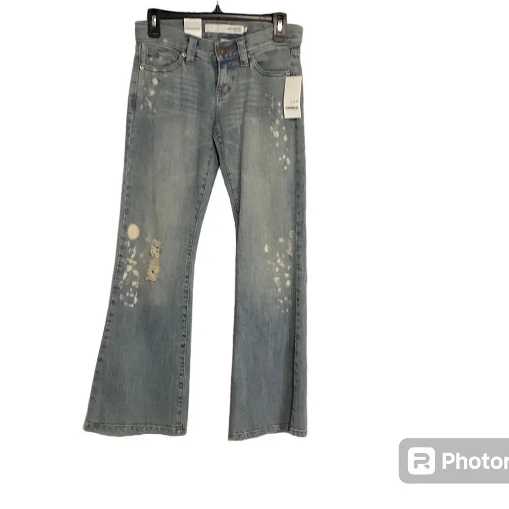 Calvin Klein Western Distressed Flare Jeans Stretchy Womens SZ 25x31 NWT
